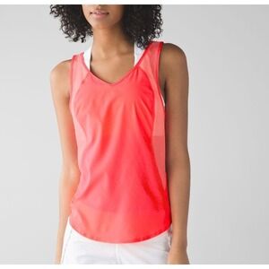 Lululemon Athletica Run with the sun Neon Coral Mesh back Tank Top, Size 4